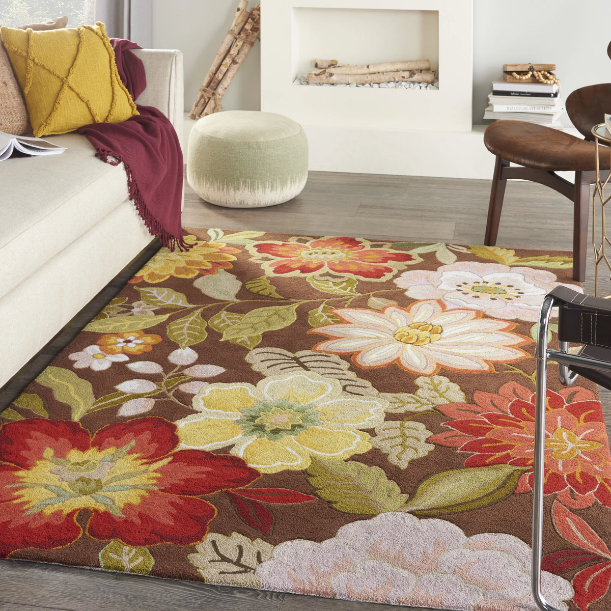 Floral Chocolate 5' x 7'6" Area Rug K370
