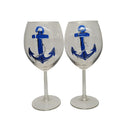 Hand Painted Set Of 2 Stemmed Wine Glasses C5617