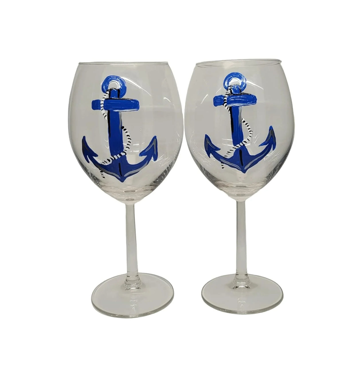 Hand Painted Set Of 2 Stemmed Wine Glasses C5617