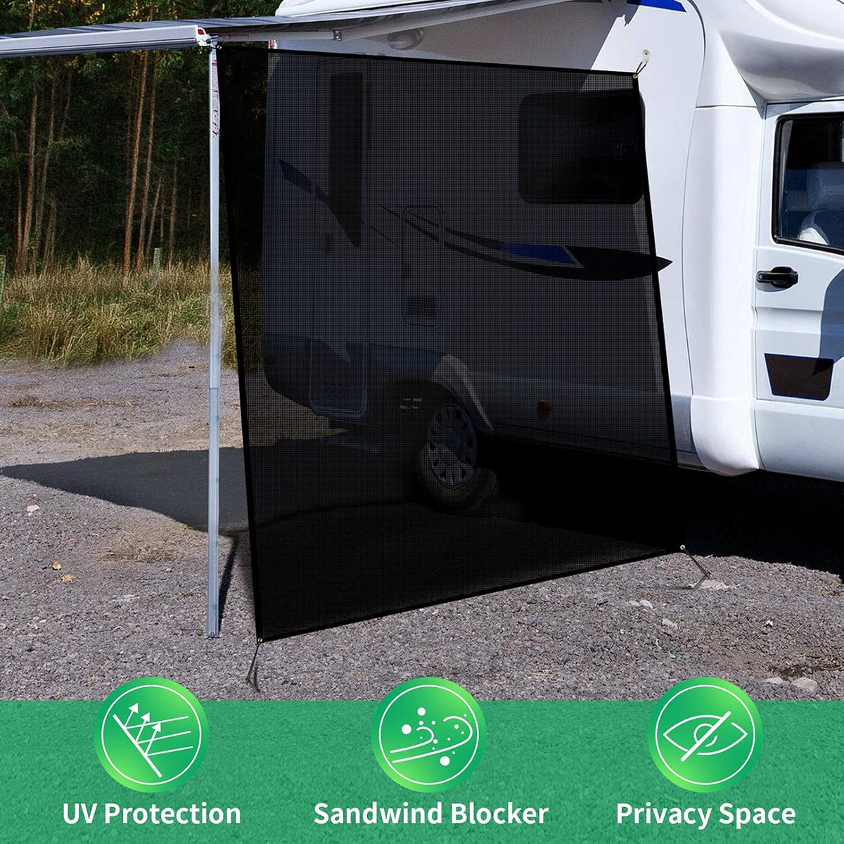 RV Awning Side Shade Kit 9'x7' Sunscreen Z200