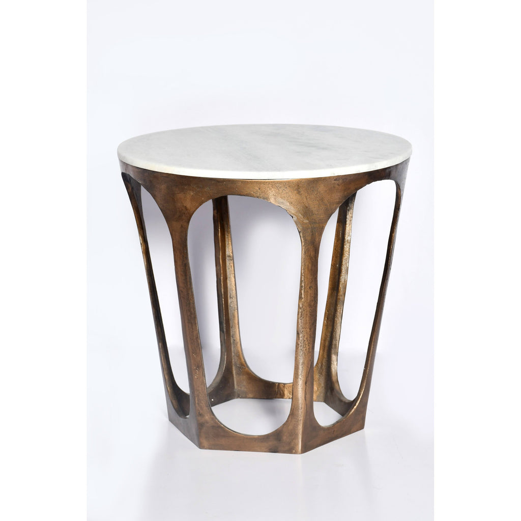 Satined Antique Brass Marble Side Table F901