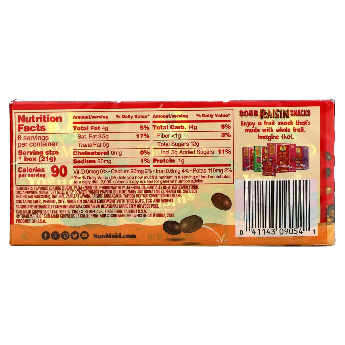 Yogurt Covered Raisins 6 Boxes 0.75 oz U525030