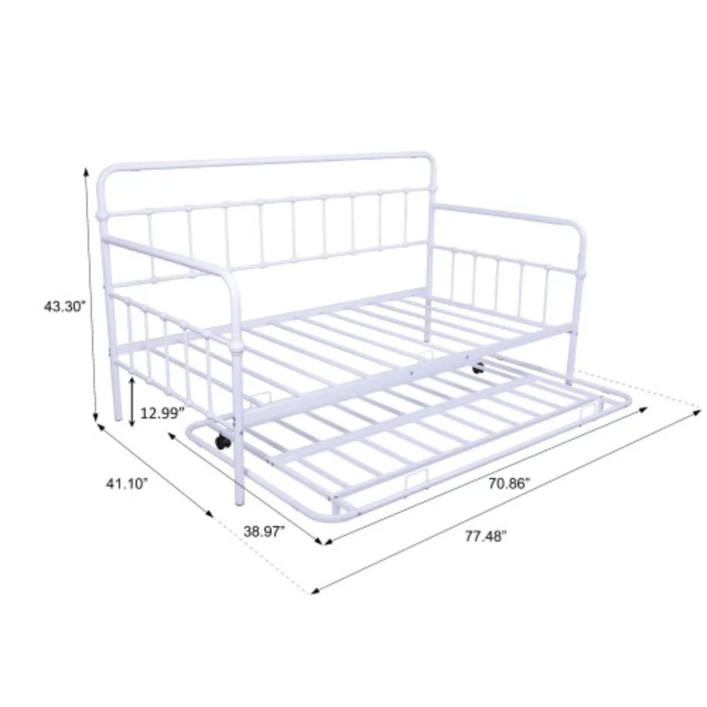 White Metal Frame Daybed with Trundle E60469