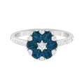 London Blue Topaz Ring with Diamond, 925 Sterling Silver J750031