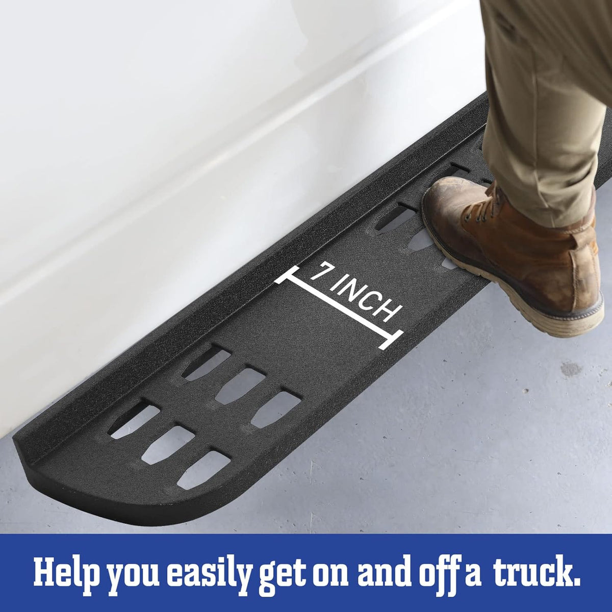 7 Inches Textured Black Powder Running Boards J968319