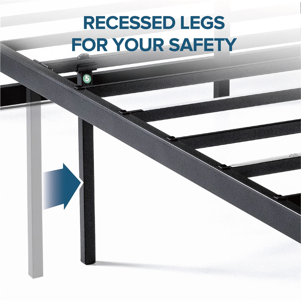 14" Metal Platform Bed Frame with Steel Slat Support, Twin H966