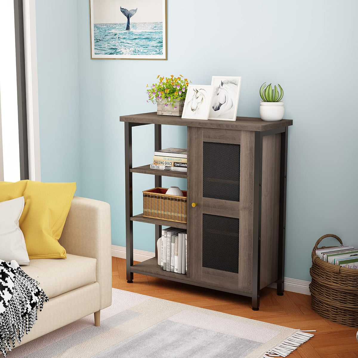 Wood 2 Barn Door Cabinet with Drawer H291868