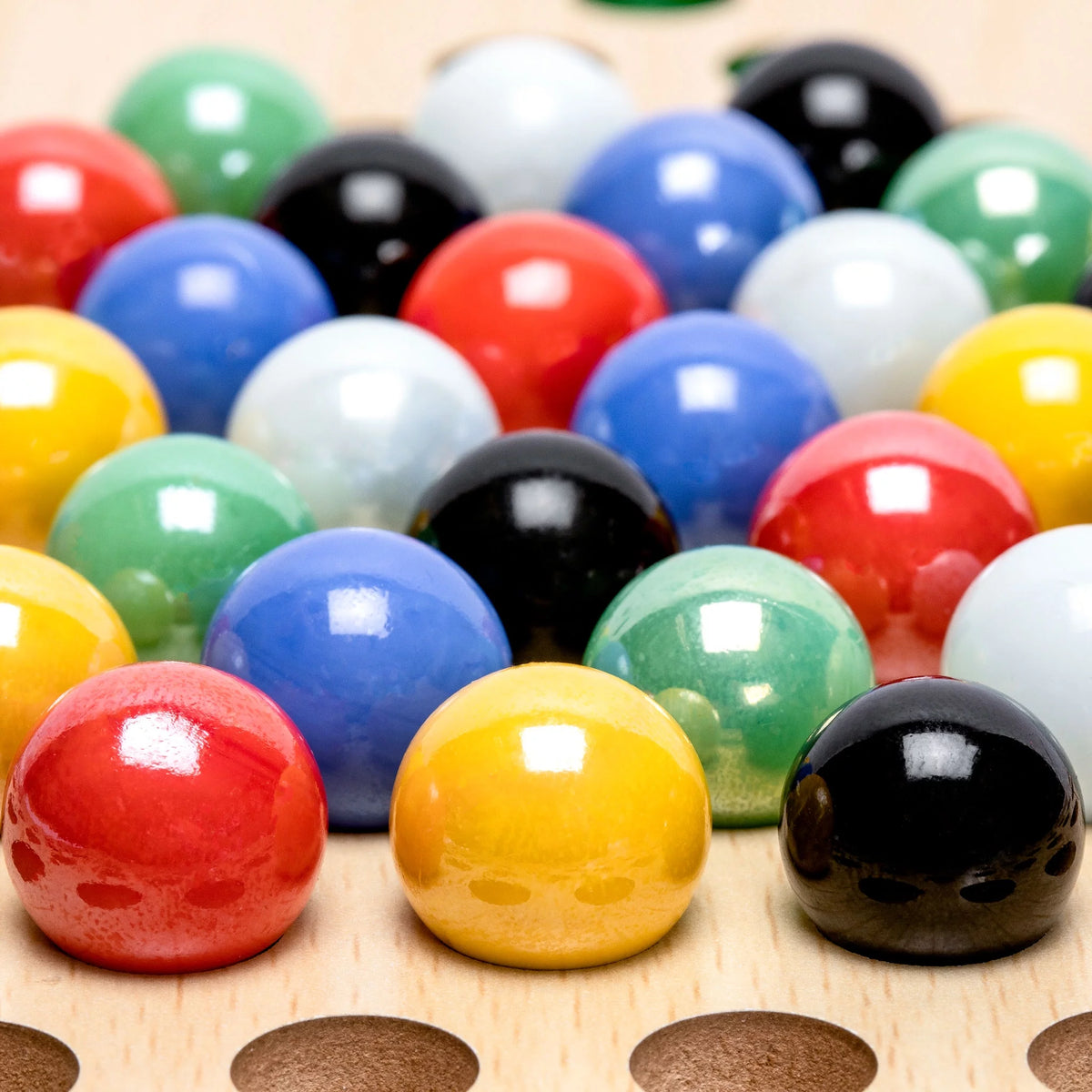 2-in-1 Reversible Ludo and Chinese Checkers Halma Wood and Glass Marble Game Set 12-Inch E3108