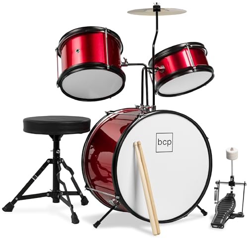 3-Piece Beginner Drum Set with Throne Stool, Cymbal, Drum Sticks, Bass Drum Pedal, 2 Toms - Blue D951682