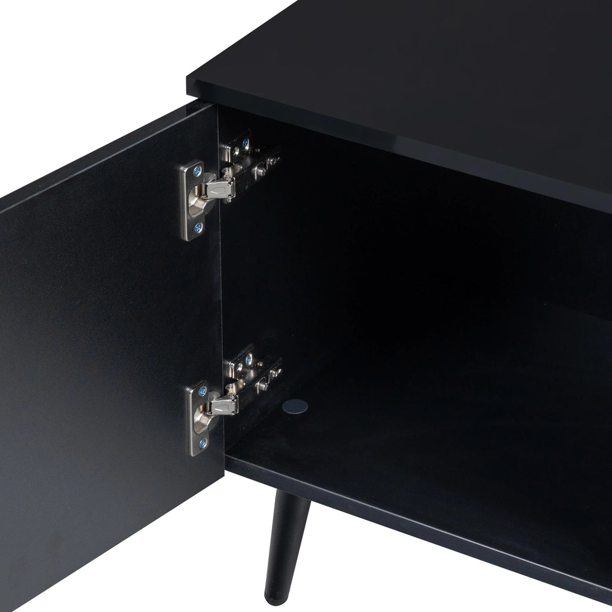 Black TV Stand with LED Lights and Storage Drawers H283