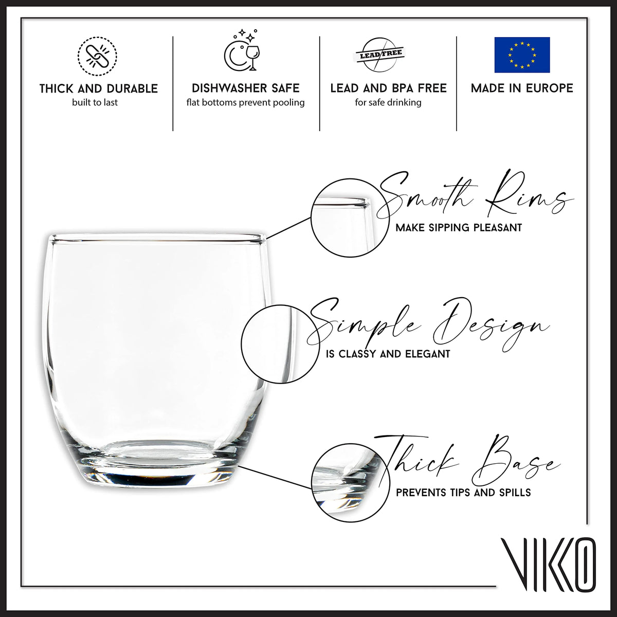 8.3 Ounce Clear Glass Tumblers, Set of Six, Dishwasher Safe G4564