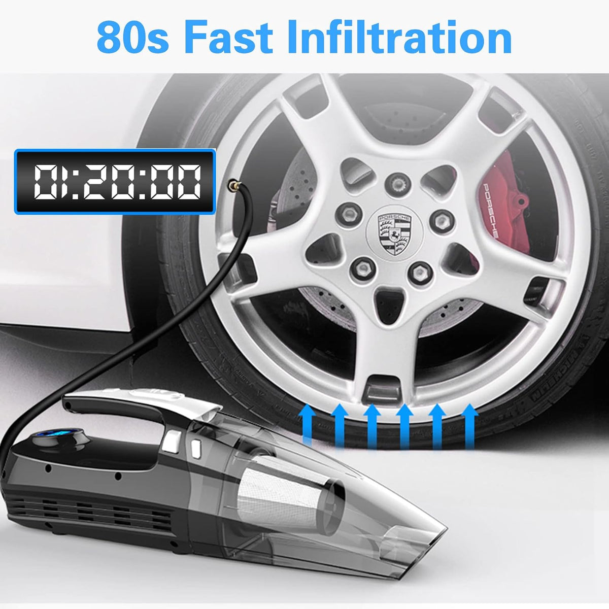 4-in-1 Cordless Handheld Car Vacuum with LED Light J435468