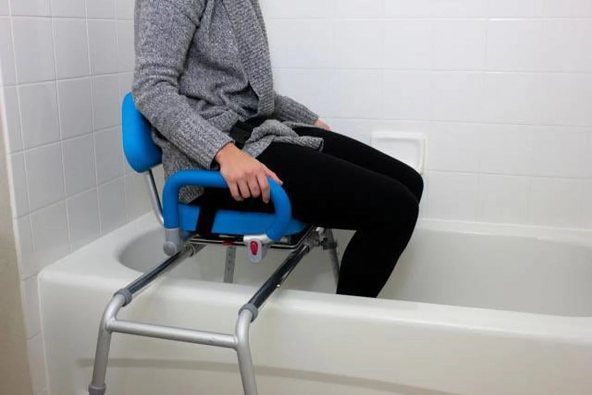 Sliding Transfer Bench with Swivel Seat Padded Bath Shower Chair A5006