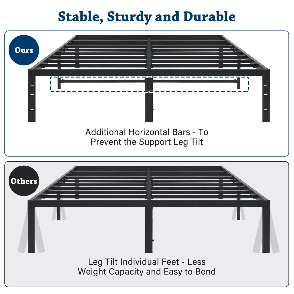 Full Size 18 inch Heavy Duty Metal Platform Bed Frame I5617
