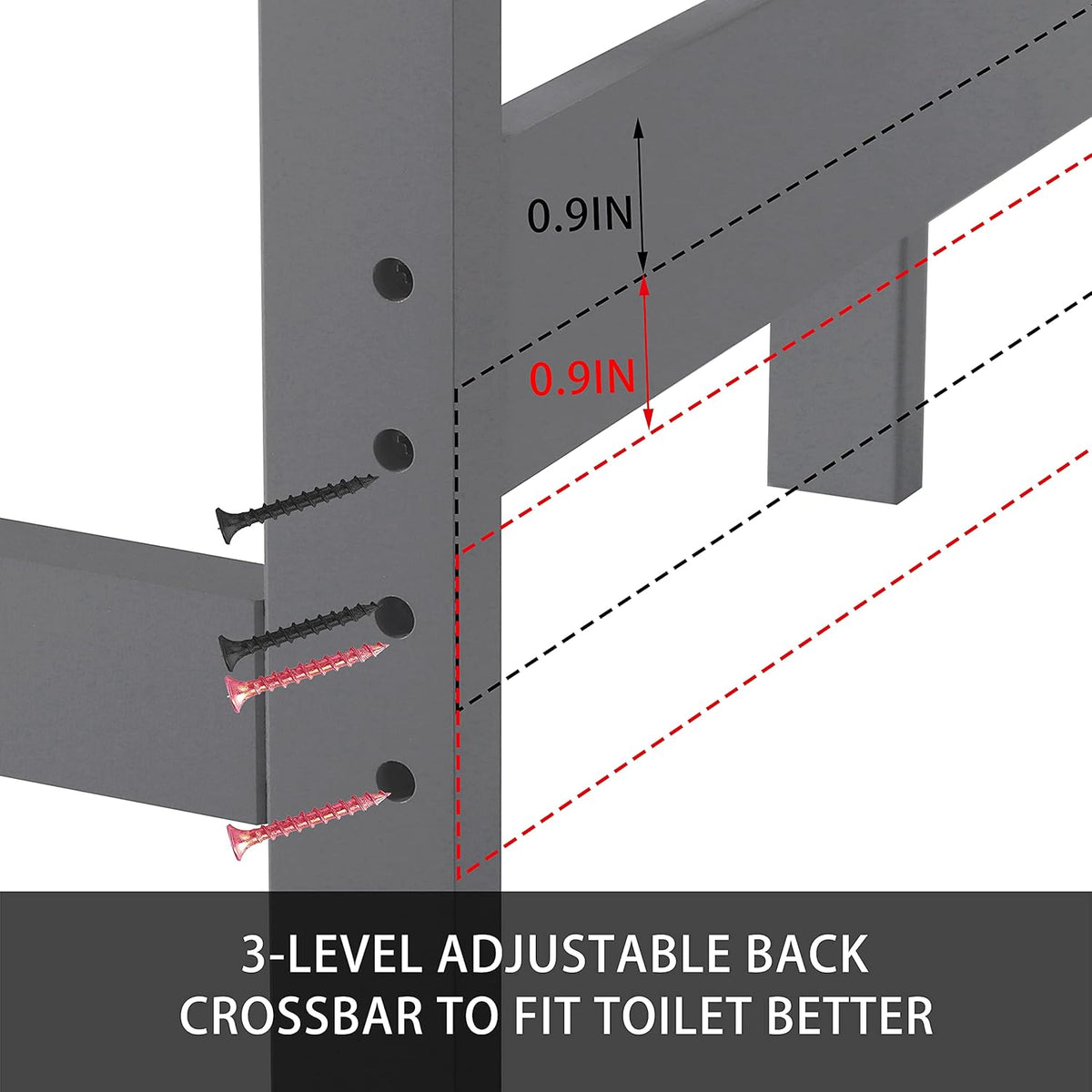 Grey Over The Toilet Storage Cabinet with Adjustable Shelf D39627