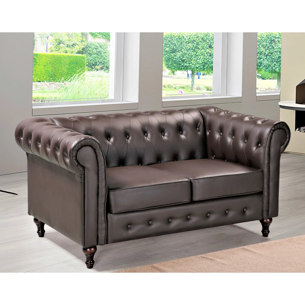 Cream White Velvet Upholstered Loveseat A95601