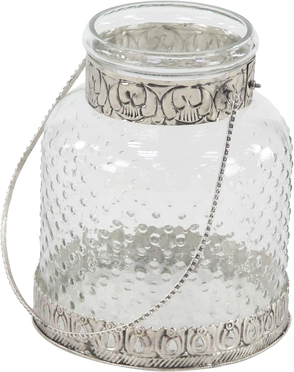 Glass Jar Candle Holders with Metal Handles, Clear, Silver, Pack of 2 M441571