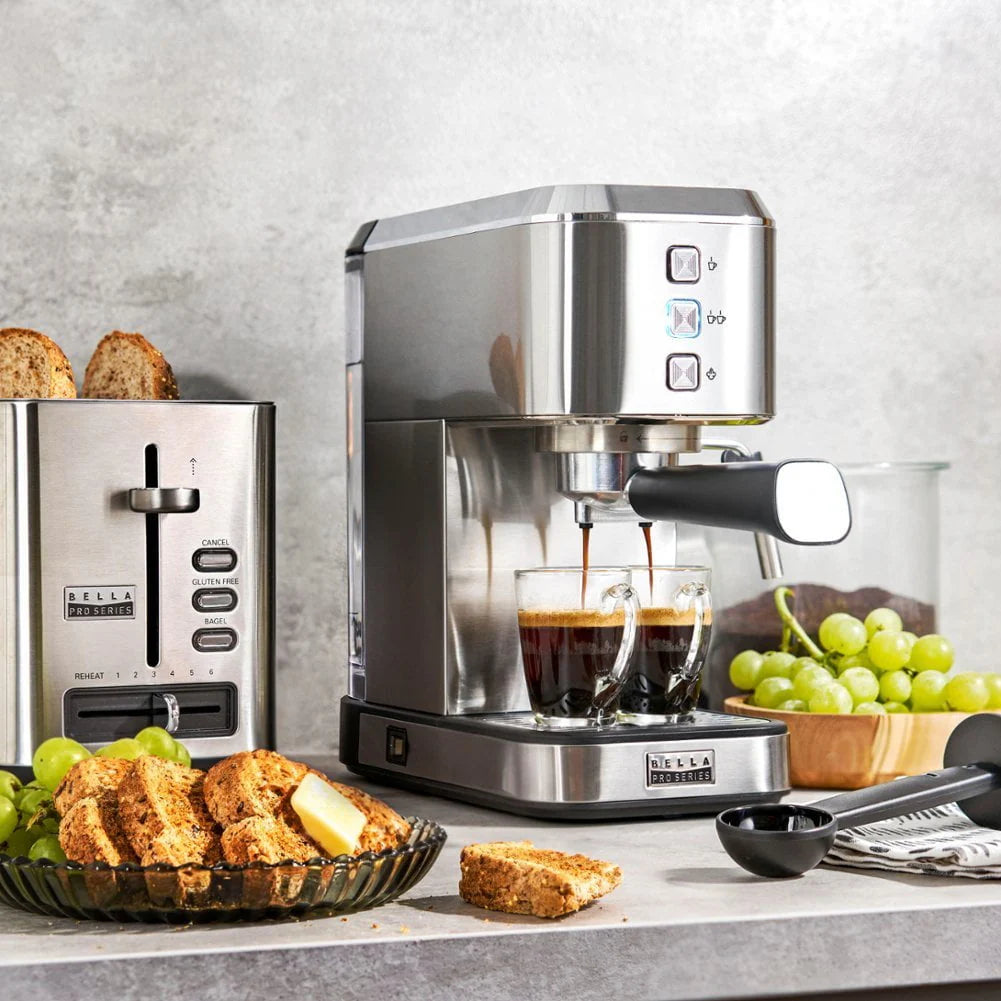 Slim Espresso Machine with 20 Bars of Pressure Stainless Steel U92845