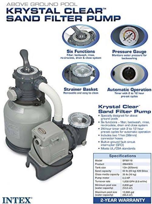Sand Filter Pump for Above Ground Pools 12-Inch N99540