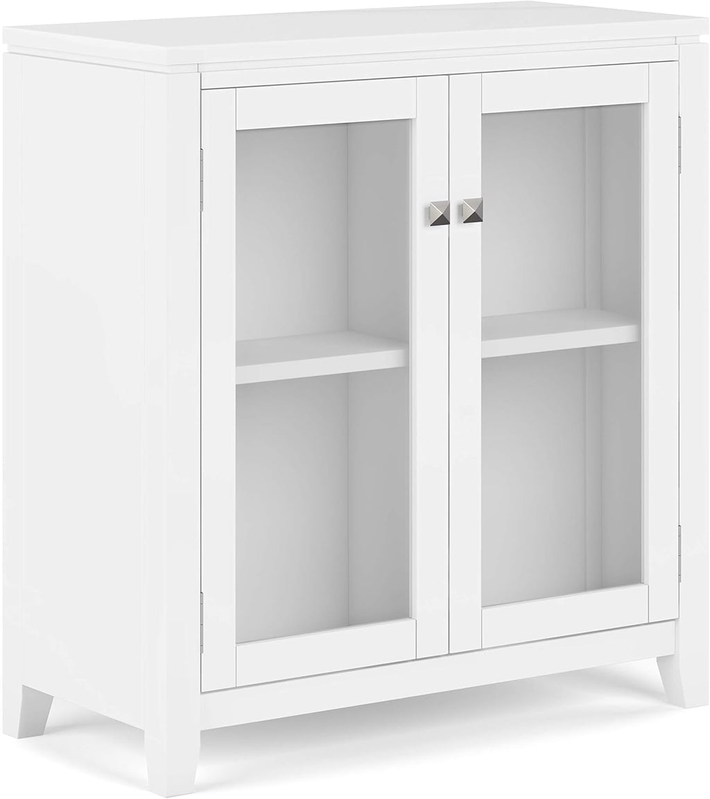 Farmhouse Grey 30 inch Wide Low Storage Cabinet with 2 Tempered Glass Doors G637640