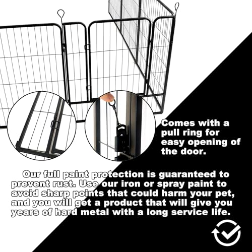 32 in Black Metal 16 Panel Dog Playpen with Gate D174114