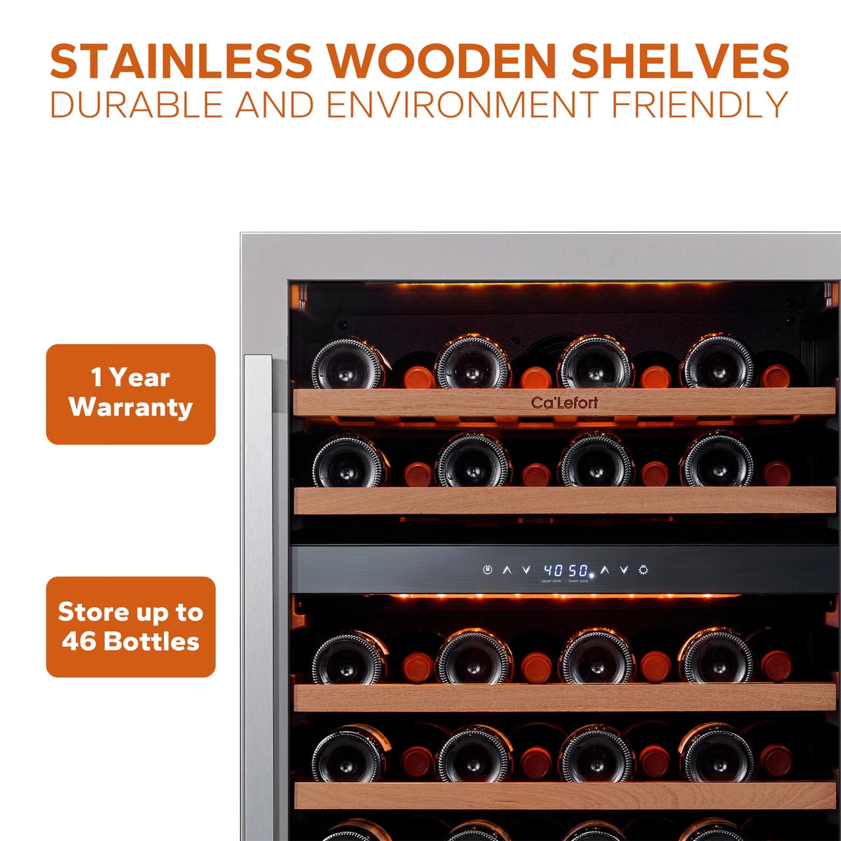 24 inch 46 Bottle Stainless Steel Wine Cooler Refrigerator H50663
