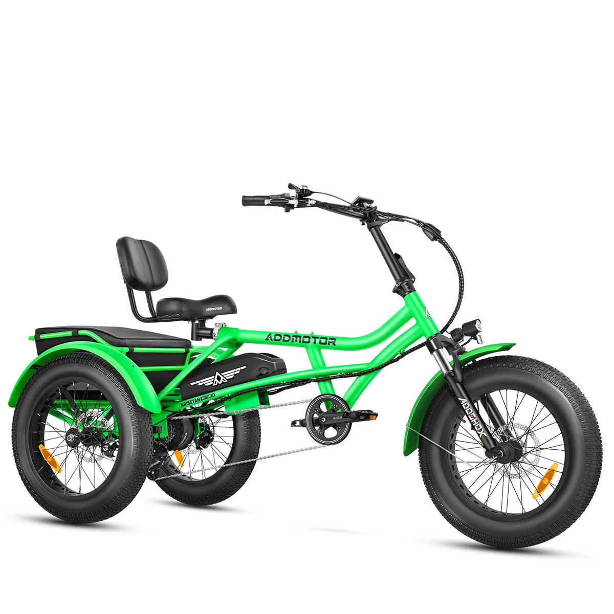 Green Semi-Recumbent Electric Trike, 85MI, Fat Tire 3 Wheel, 750W 48V 20Ah, 20" L21626