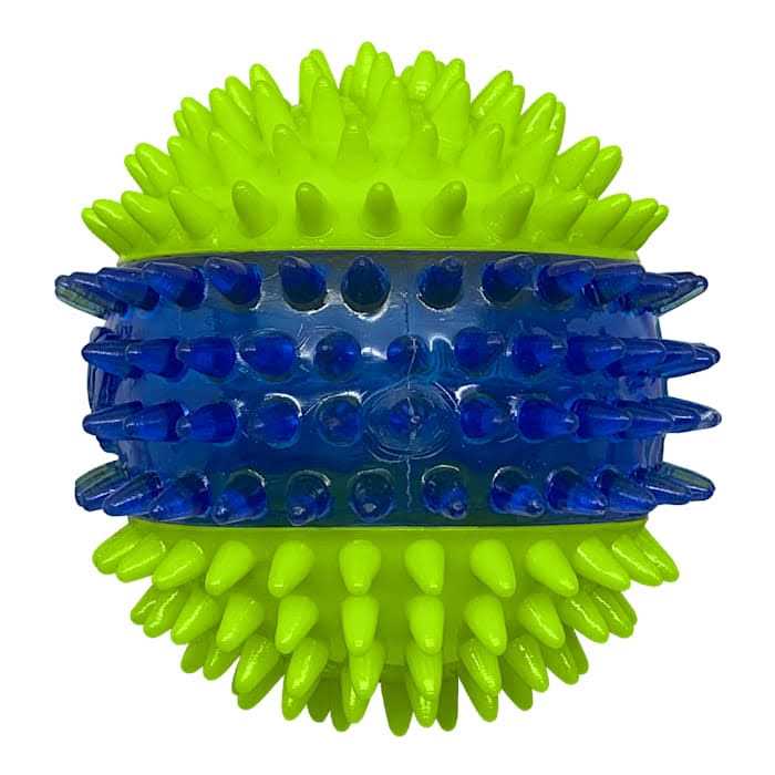 Translucent TPR 3-Part Spike LED & Squeak Ball Dog Toy V167