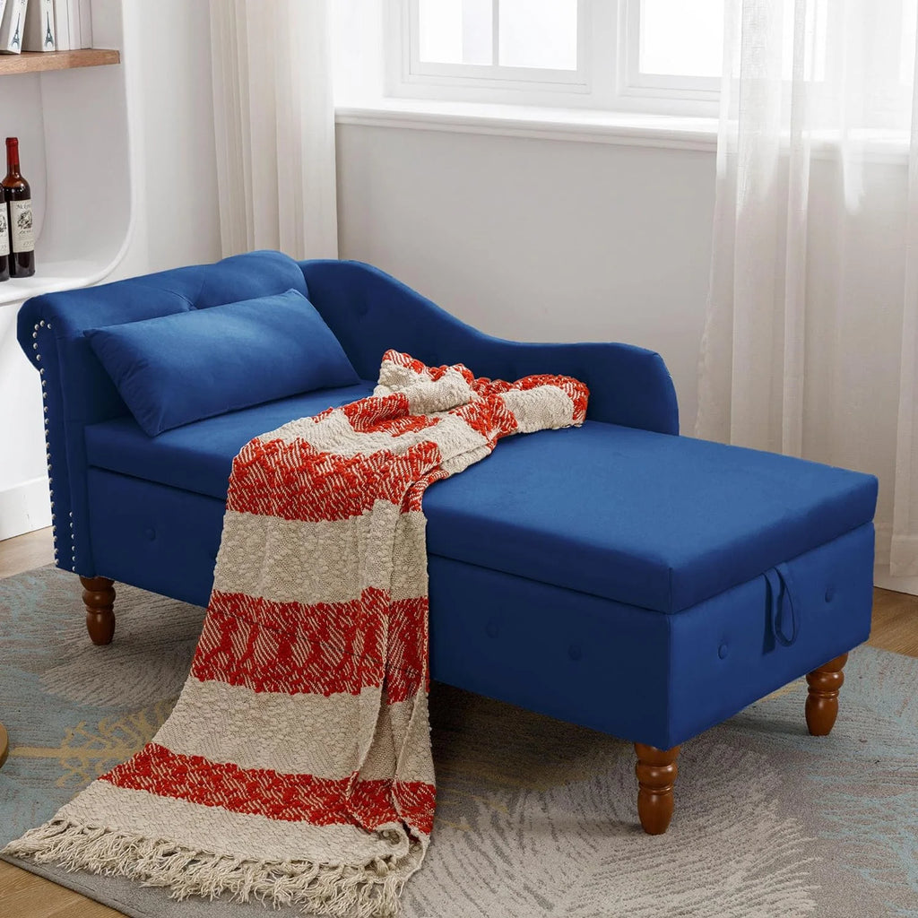 Velvet Chaise Lounge with Storage and Pillow I88181