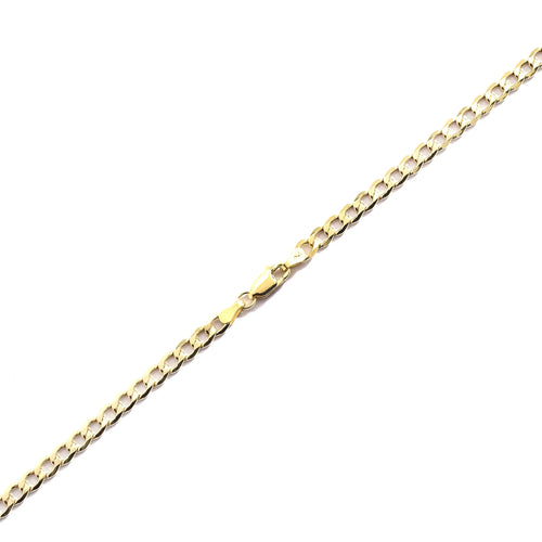 10k Yellow Gold Hollow Curb Link Chain Necklace with Lobster Clasp, 4.3mm N377