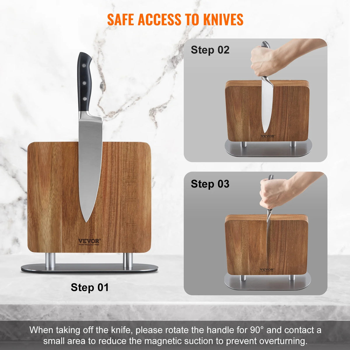 10 in Magnetic Acacia Wood Knife Block P30158