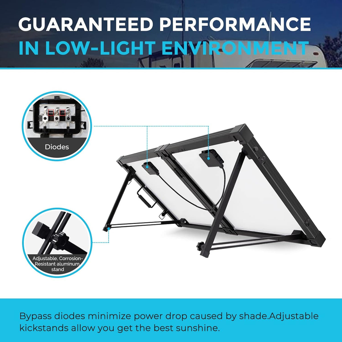 100W 12V Monocrystalline Portable Foldable Solar Panel Suitcase L82658