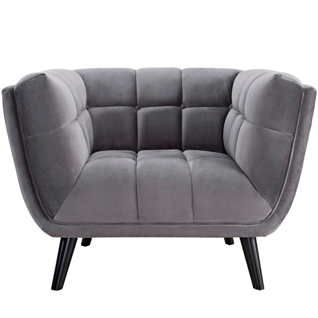 Grey Velvet Armchair and Sofa Set T392