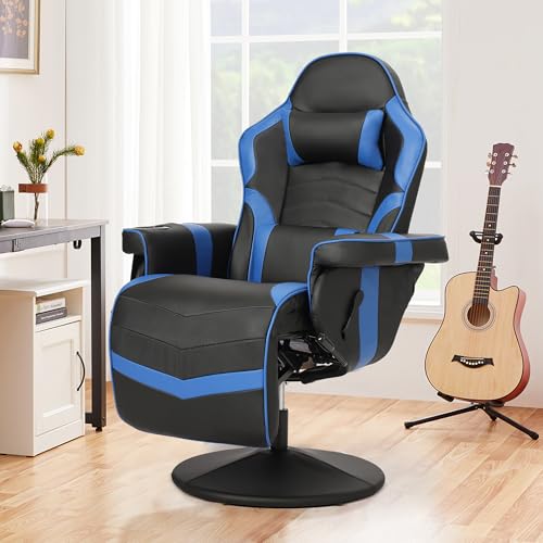 Grey Ergonomic PU Leather Gaming Recliner Chair with Footrest G1957