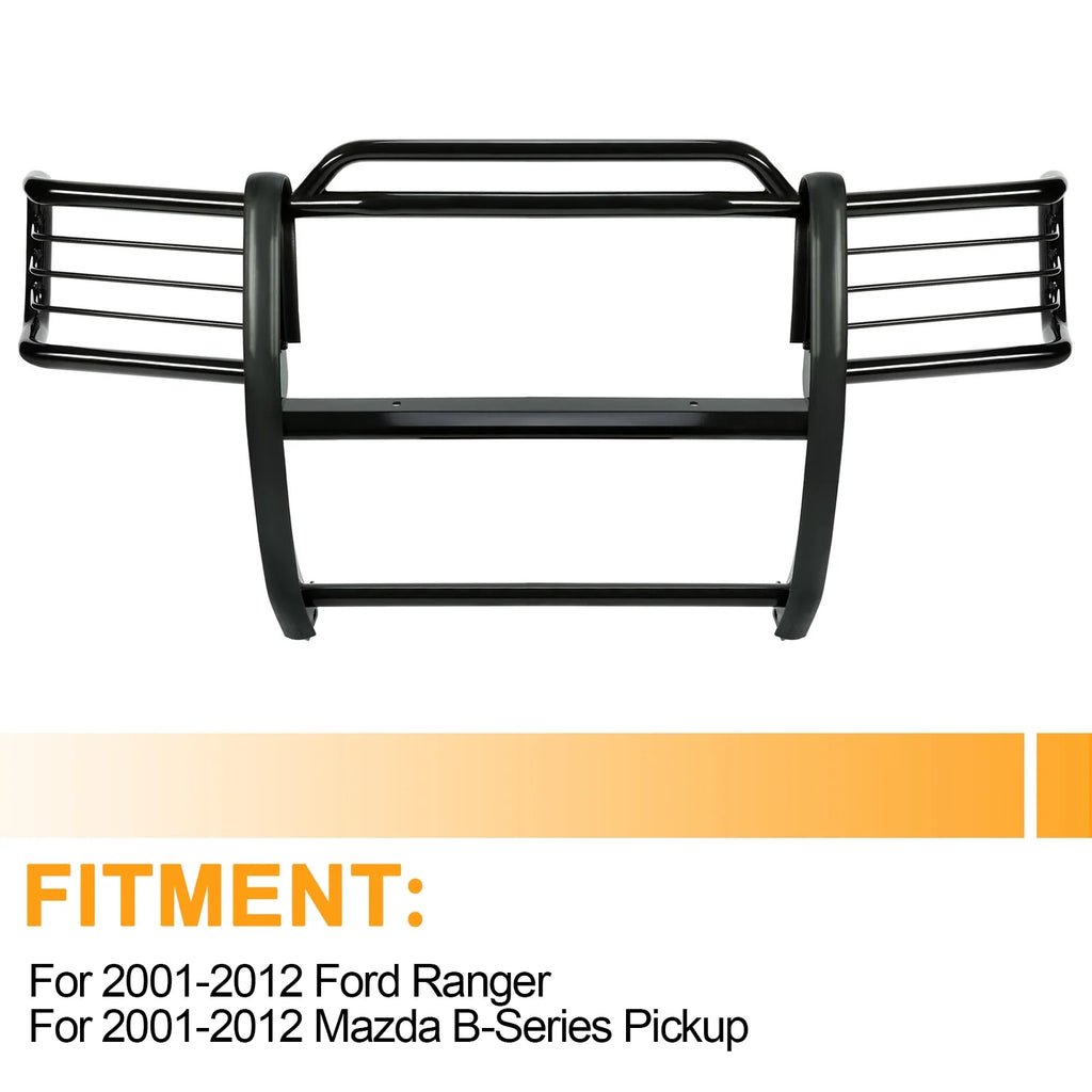Front Grille Brush Guard for Pickup Truck Powder Coated Black Steel S6442
