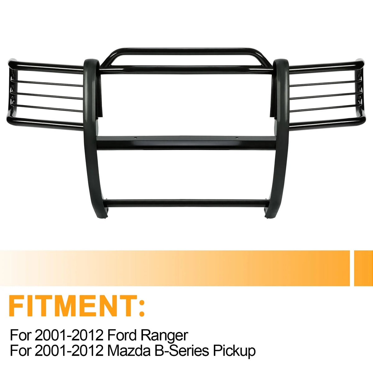 Front Grille Brush Guard for Pickup Truck Powder Coated Black Steel S6442