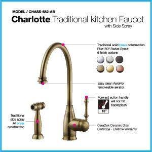 Brushed Brass Kitchen Faucet with Sidespray C35475