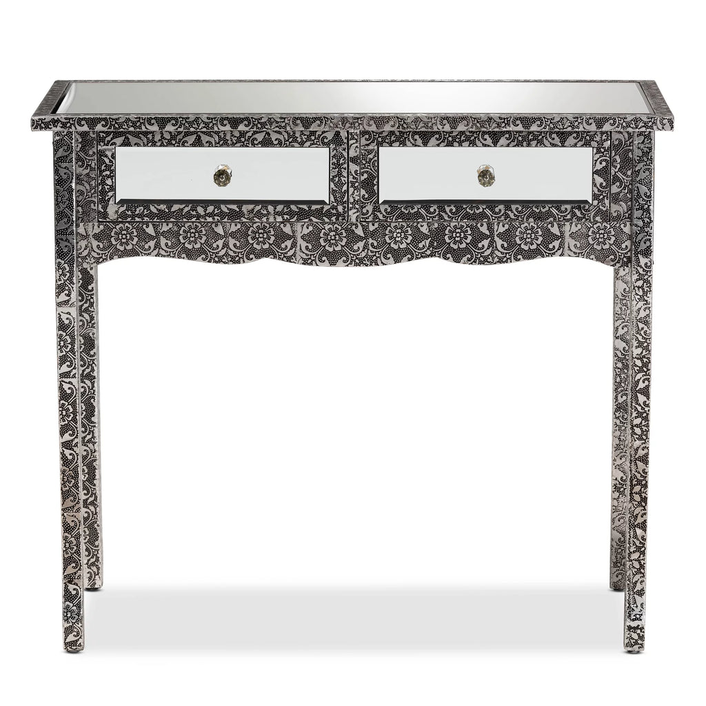 Mirrored Glass 2 Drawer Console Table X7288