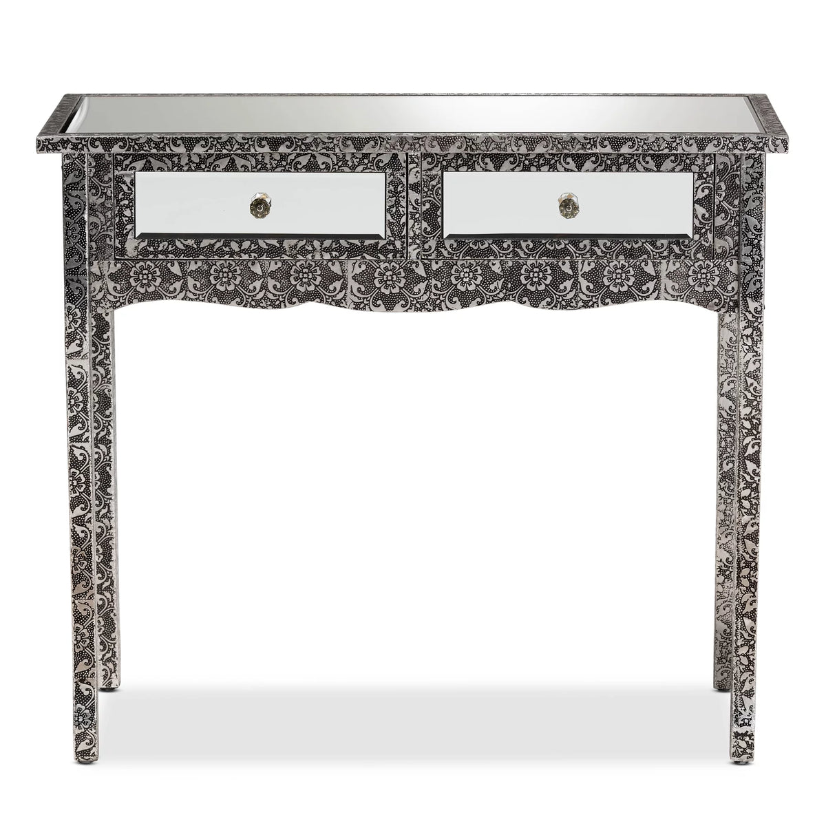 Mirrored Glass 2 Drawer Console Table X7288