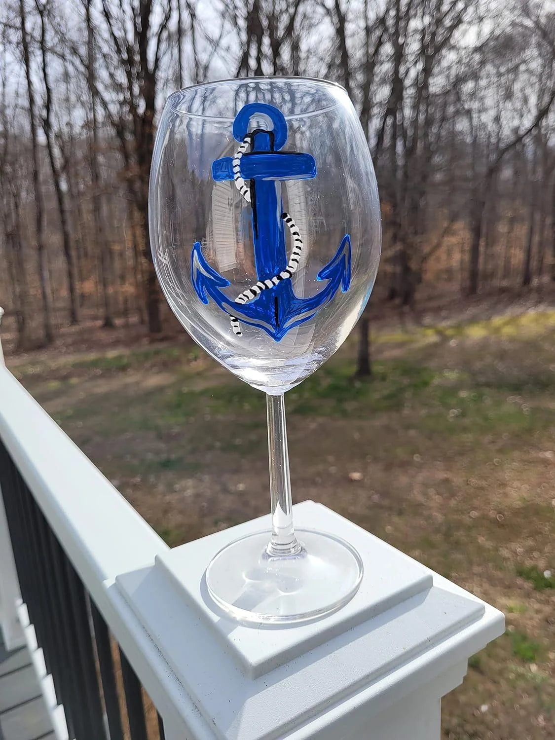 Hand Painted Set Of 2 Stemmed Wine Glasses C5617