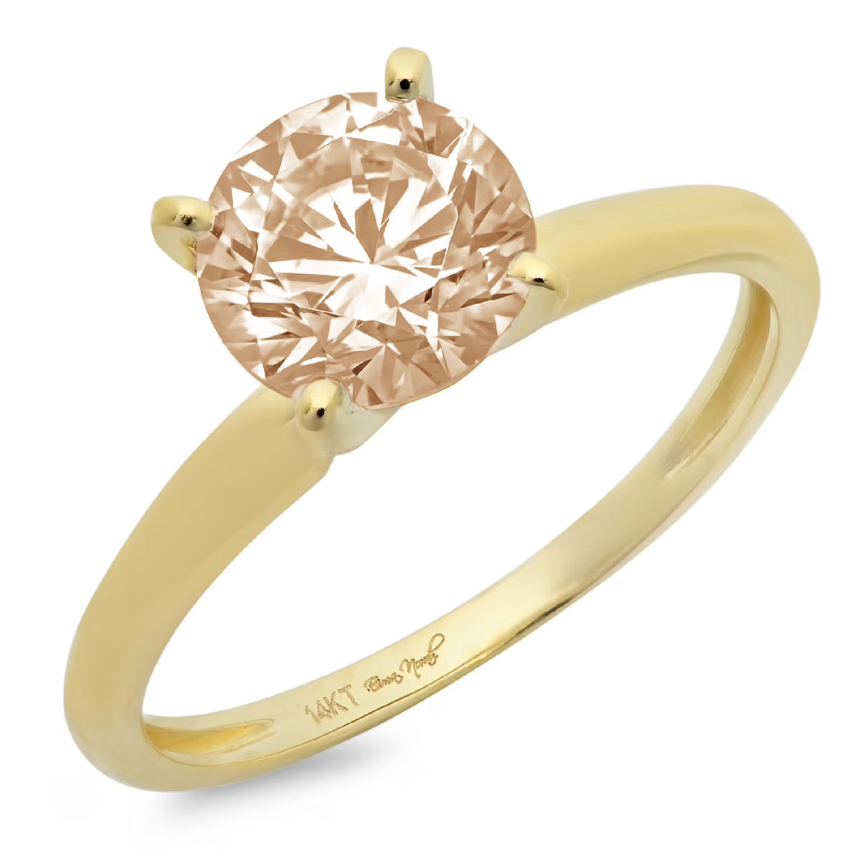 18k yellow gold champagne simulated diamond ring T836107