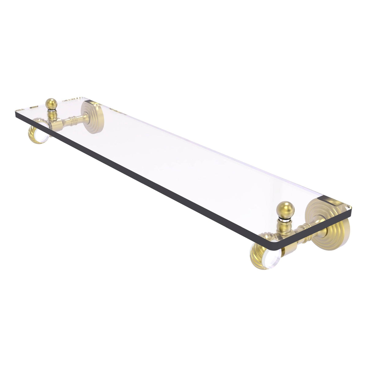 Satin Brass Glass Shelf with Twisted Accents K365