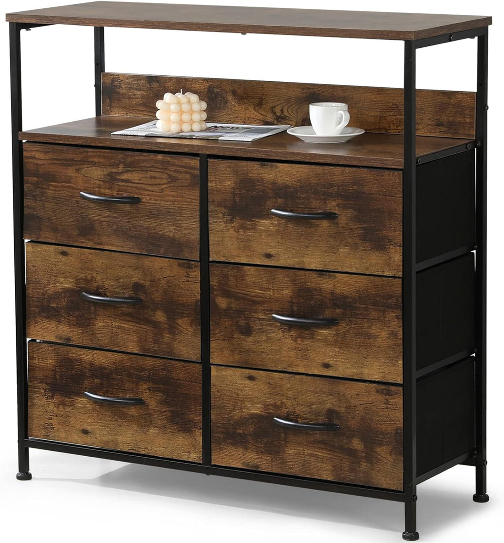 9 Drawer Fabric Dresser with Wooden Top Y694