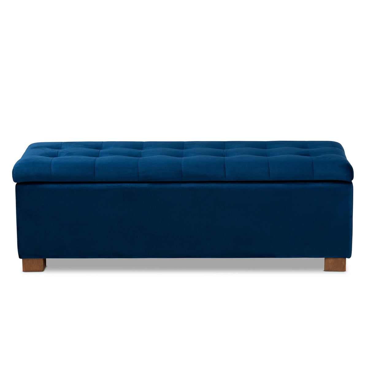 Navy Blue Velvet Storage Ottoman Bench L64998