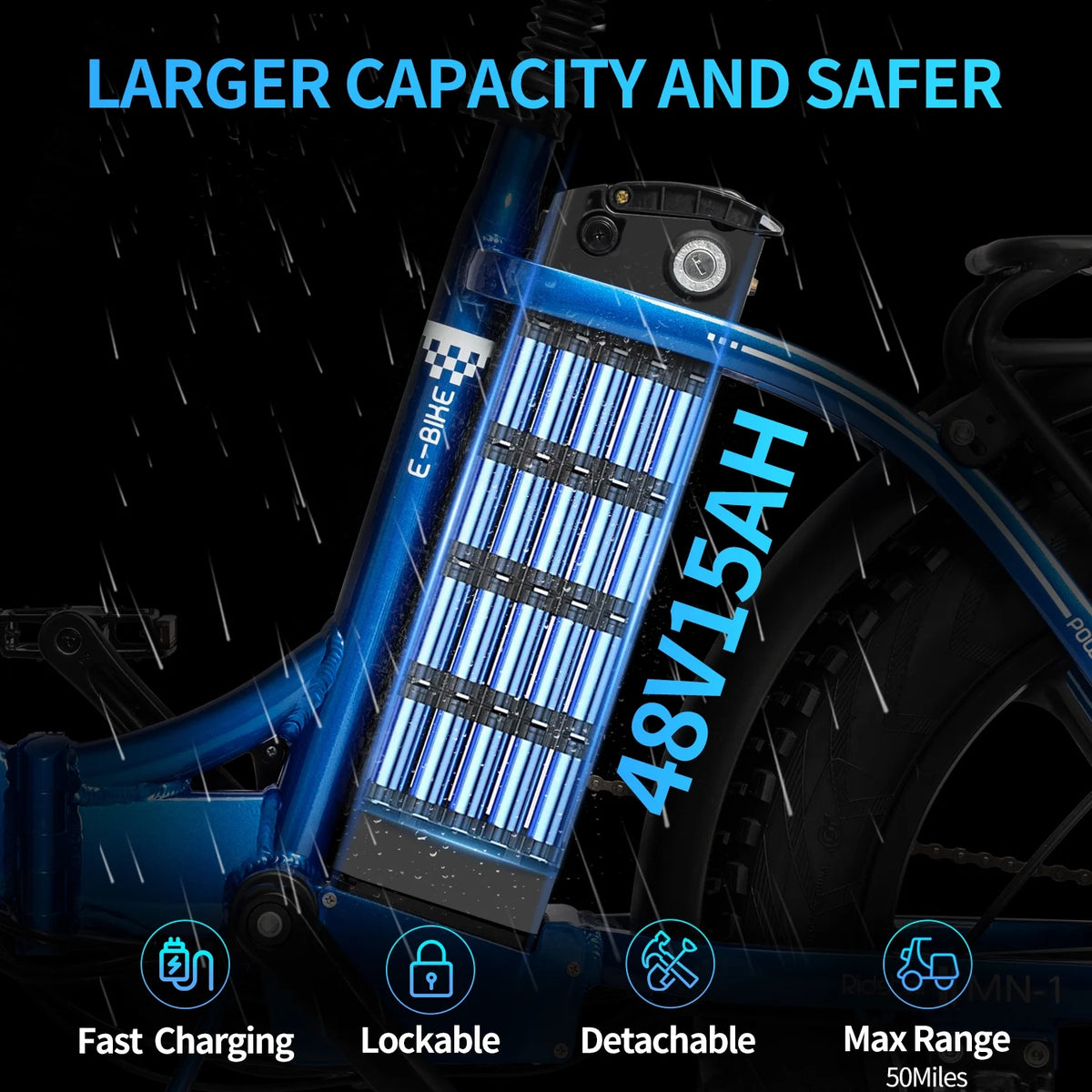 1000W 48V 15Ah Fat Tire Folding Electric Bike R1041