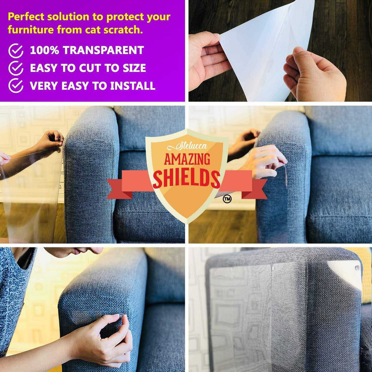 Cat Scratch Deterrent 6-Pack 17-inch x 12-inch Furniture Protectors U62503