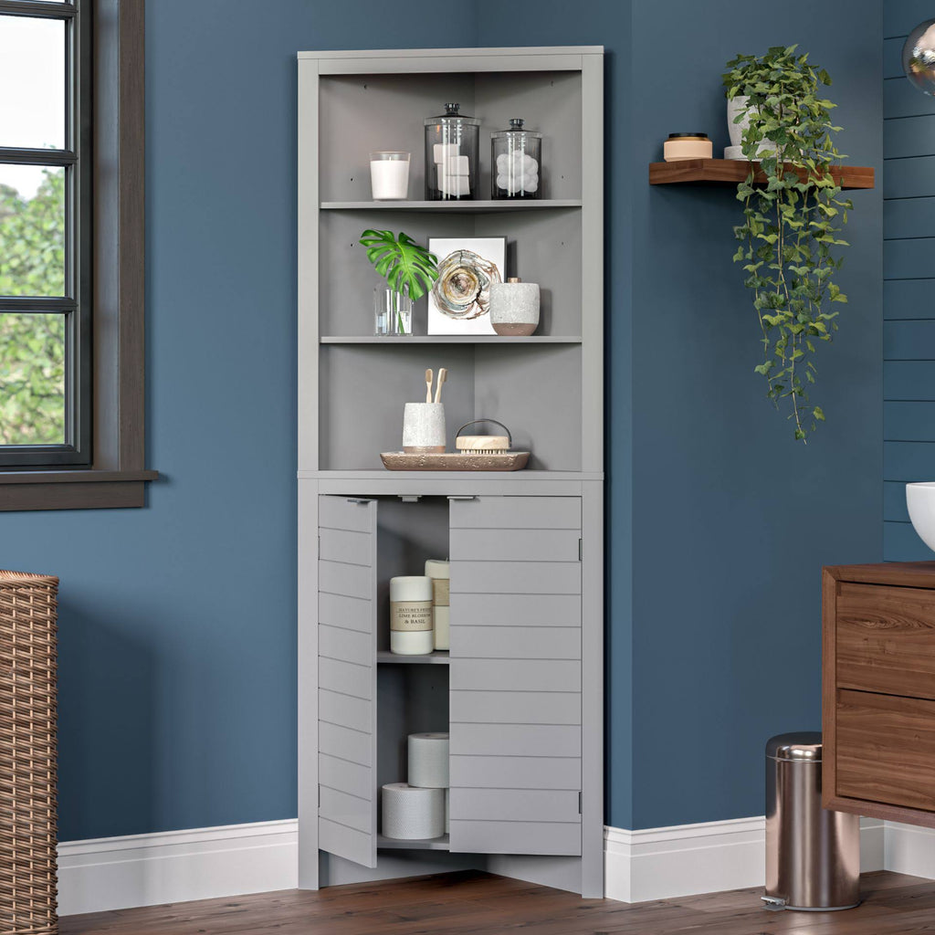 Gray Tall Corner Cabinet E11592