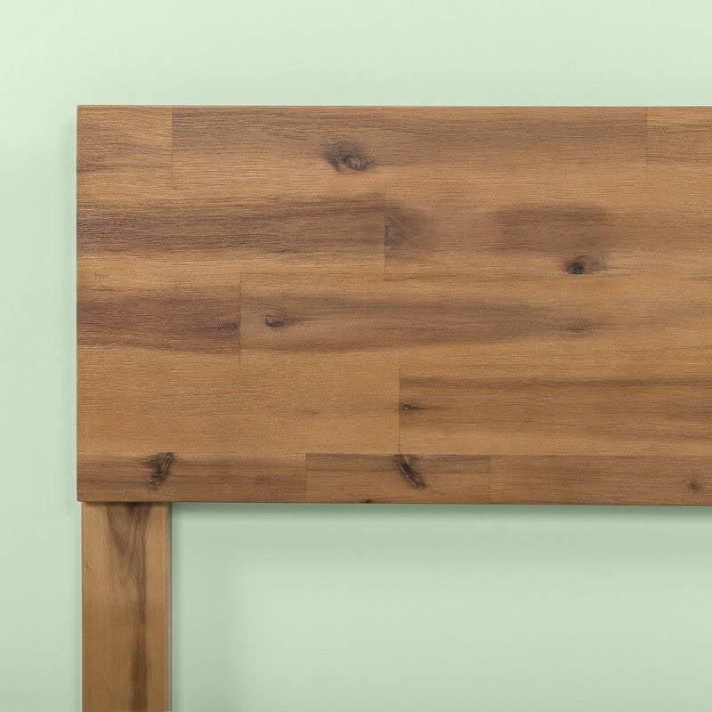 King Size Medium Brown Wood Platform Bed Frame with Headboard A464776