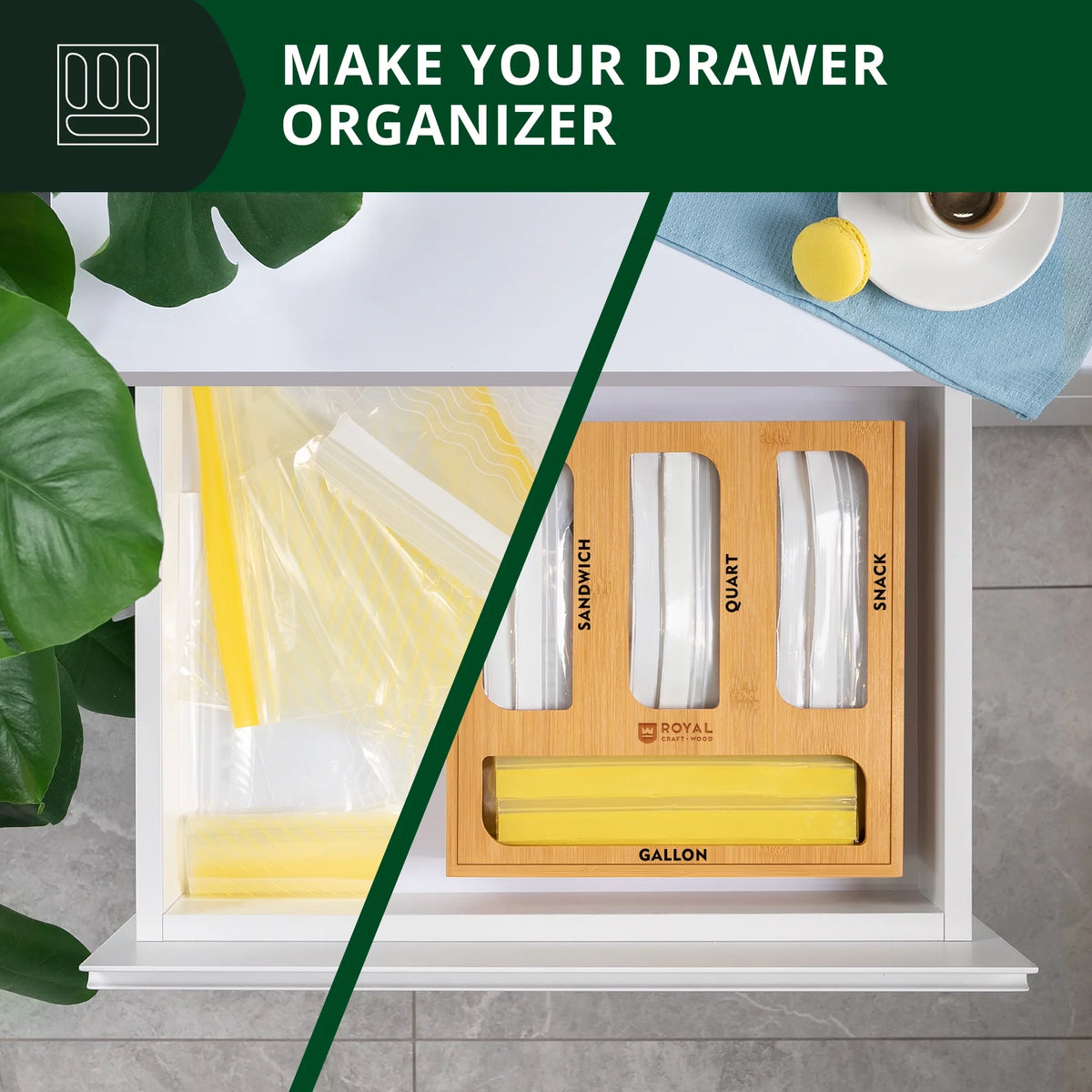 Bamboo Ziplock Bag Storage Organizer X4022