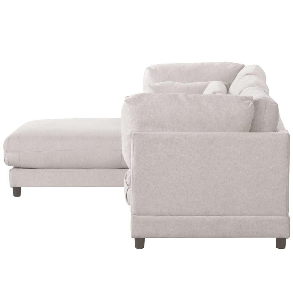2 Pieces L Shaped Sectional Sofa Set with Ottomans and Waist Pillows F406